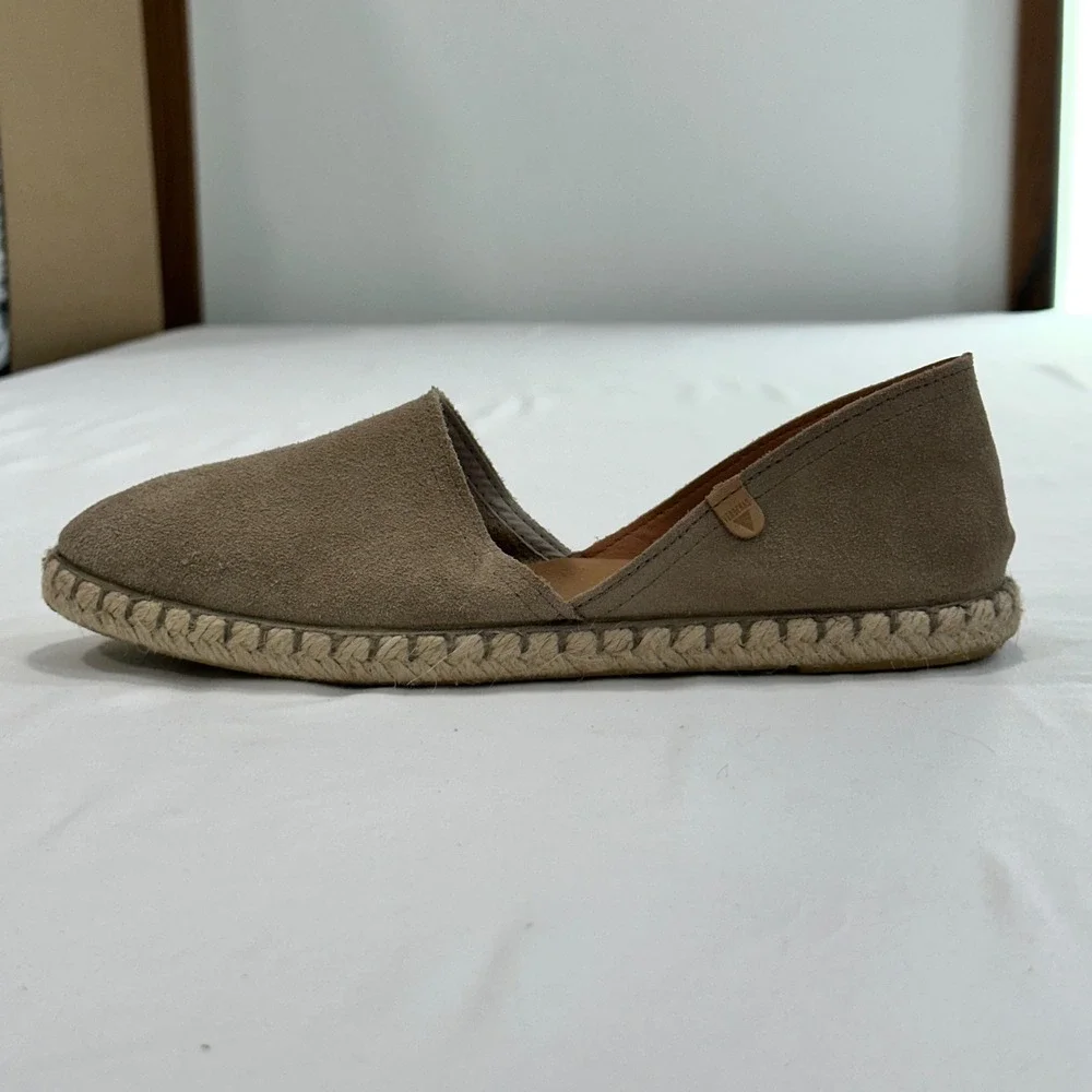 Verbenas Carmen Espadrille Womens 39‎ Brown Suede Leather Flat | Coastal Boho